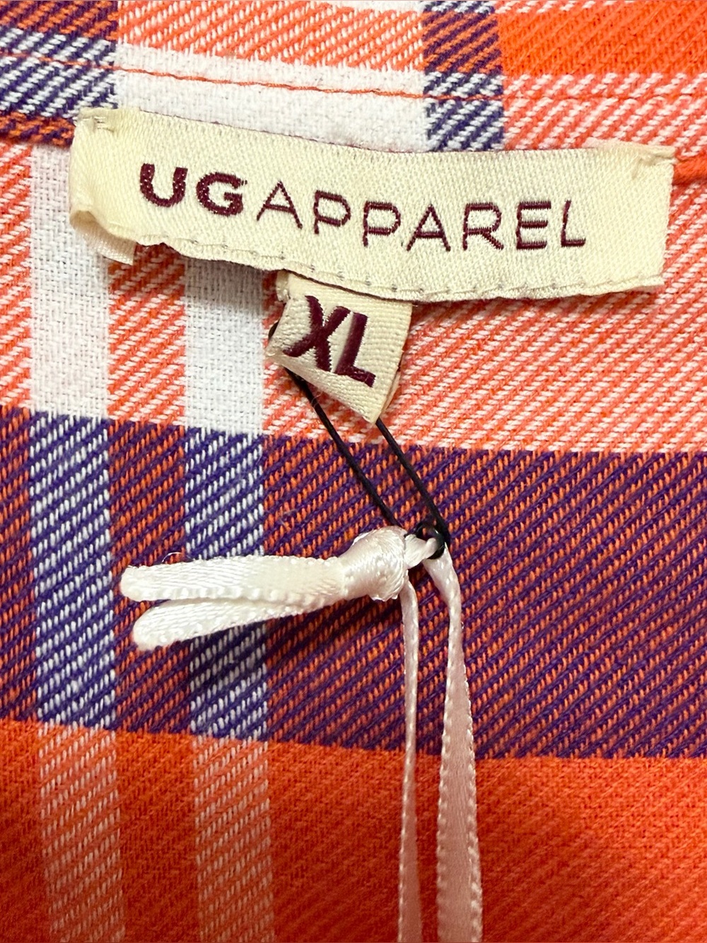 UG Apparel Clemson Tigers Boyfriend Plaid Flannel Button-Up Shirt XL NWT - Picture 7 of 8